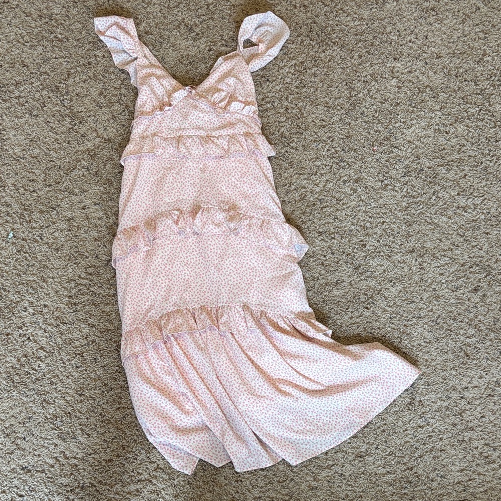 Altar’d State Light Pink Ruffled Maxi Dress